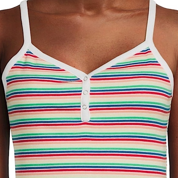 No Boundaries size large rainbow striped spaghetti strap ribbed crop top NWT - Picture 13 of 14